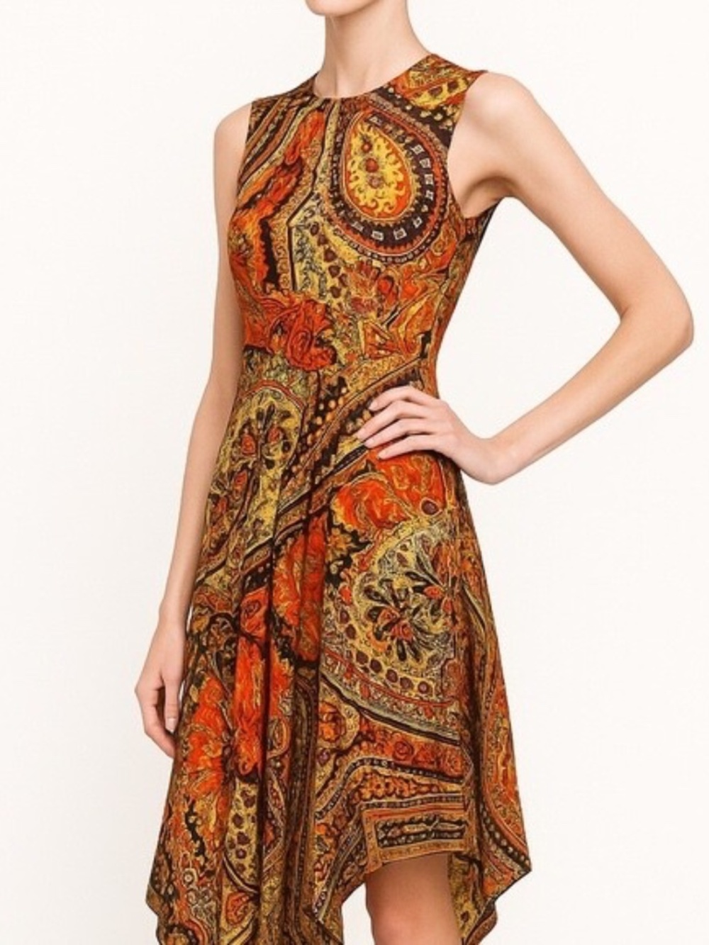 🇮🇹 ETRO Silk Paisley Print Midi Dress – Size 2 – Made in Italy